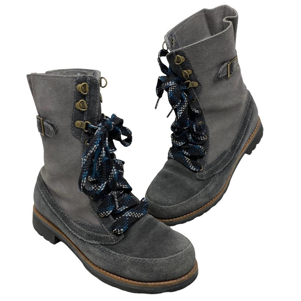 Patagonia Tin Shed Forge Grey Lace-Up Mid-Calf Chunky Buckle Boots 7